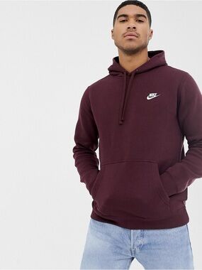 Men's Nike Sportswear Club Fleece Pullover Hoodie - Size XXL - Burgundy Crush
